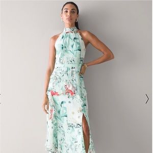 White House Black Market ruffled halter midi dress